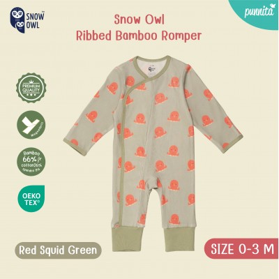 New !!  Snow owl Romper คอลเล็กชั่น Sleeping is my thing  ชุดหมี แขนขายาว 0-3 M - Squid Green